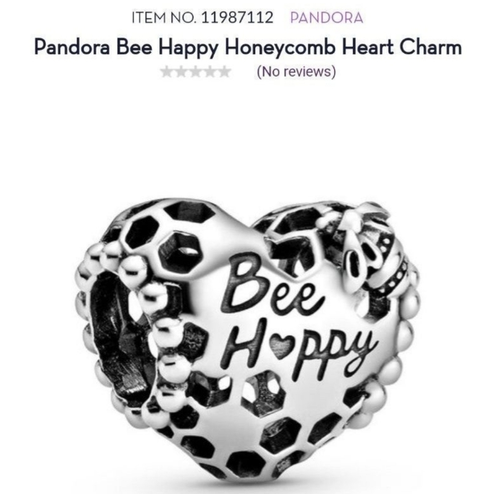 Pandora Bee Happy Honeycomb Heart Charm